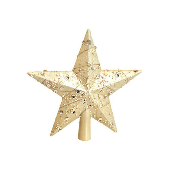 Topo De Árvore De Natal Estrela Champagne Com Brilho 19cm | N